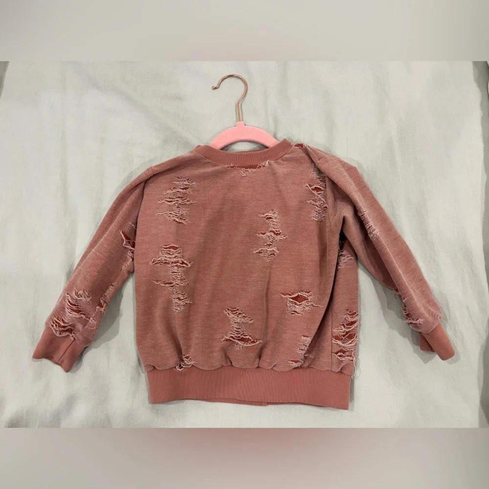 Hand Sewn Distressed Pink Sweater - Picture 1 of 2